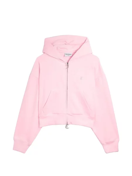 Majica s kapuljačom Juicy Couture od velura ružičasta