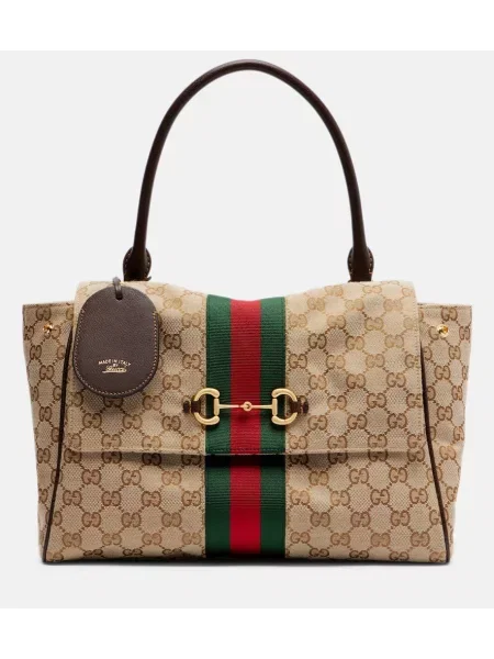 Geantă shopper Gucci din canvas bej