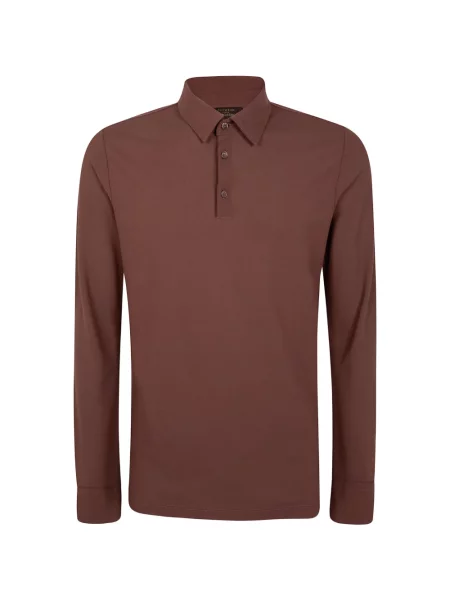 Lung tricou polo Zanone maro