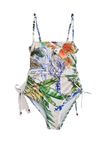 Next Costum de baie întreg albastru / verde / portocaliu alb