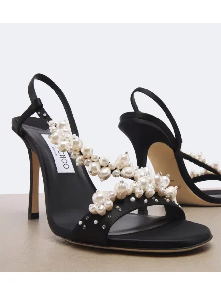 Sandale Jimmy Choo din satin slingback negru