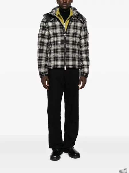 Geacă Moncler în carouri de flanelă albastru