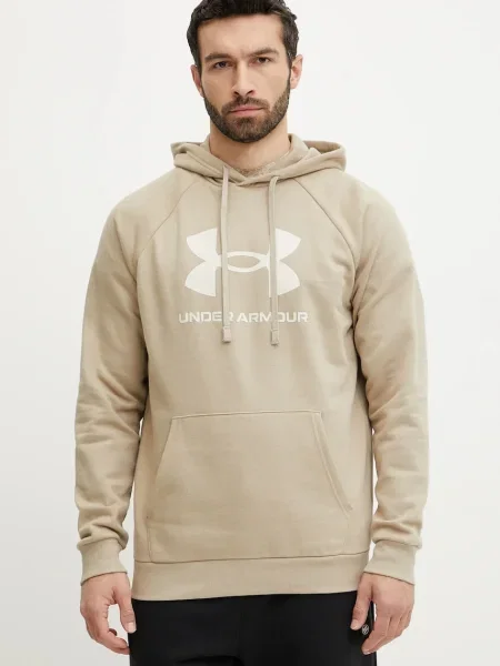 Férfi Under Armour Rival Fleece Logo HD városi khaki/summit melegítőfelső Rival Fleece Logo HD fehér