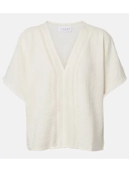 Top Velvet de catifea alb