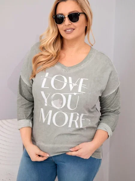 Bluză Kesi Włoski cu inscripții kaki