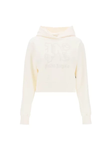 Krótka bluza z kapturem Palm Angels z kapturem biała