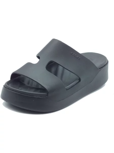 Pantofle Crocs na platformě na ramínka černé