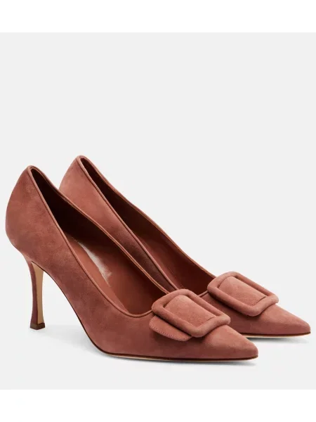 Pantofi cu toc Manolo Blahnik din piele de căprioară maro