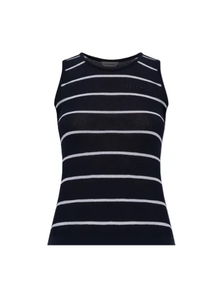 Top Balenciaga z logo niebieski