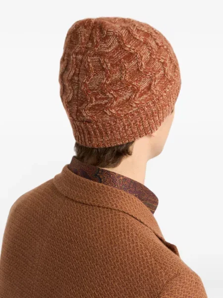 Căciulă Etro cu broderie din cașmir maro