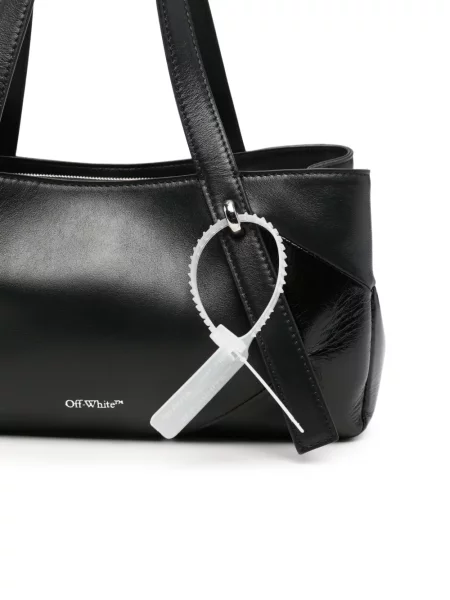 Geantă shopper Off-white din piele alb