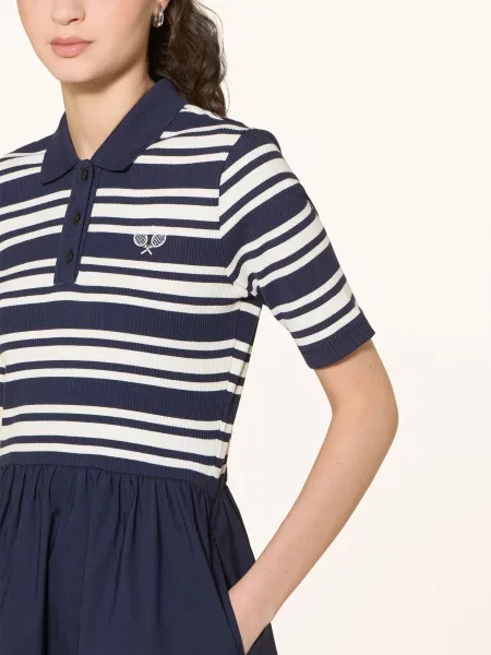 Smith & Soul Pletené Polo Šaty Z Kombinace Materiálů tmavě / režná modrá