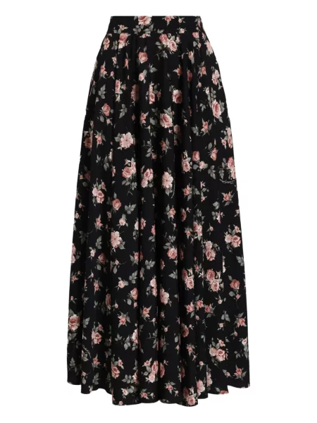 Fustă midi Dolce & Gabbana cu model floral cu imagine până la genunchi negru