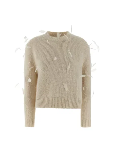Sweter Jil Sander wełniany w piórka biały