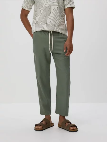 Брюки Reserved из лиоцела зеленые