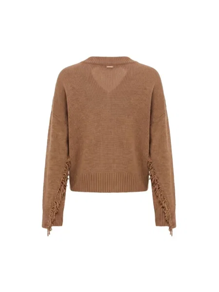 Sweter Twinset wełniany brązowy