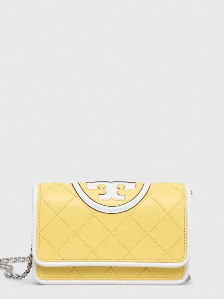 Usnjena torbica Tory Burch rumena