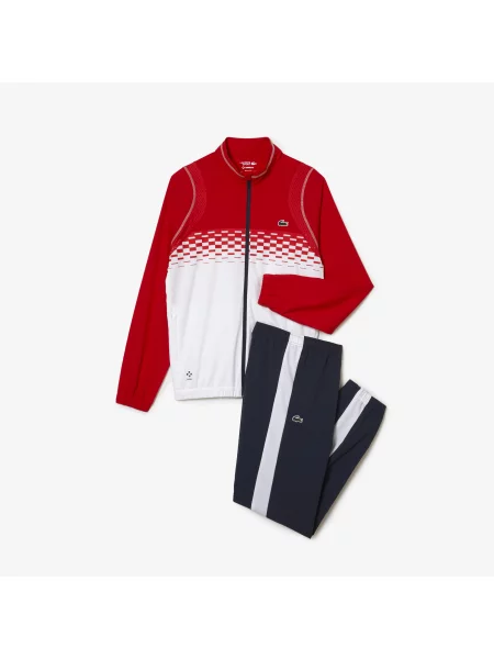 Lacoste Dres Daniil Medvedev Ze Stójką Z Blokadą Koloru Regular Fit czerwony