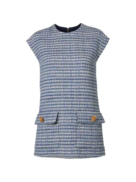 Scurt cu centură bluză Carolina Herrera din tweed albastru