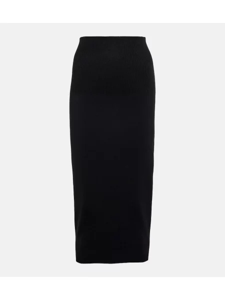 Fustă midi Victoria Beckham cu talie înaltă tricotate negru