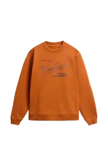 Pulover Woolrich cu imagine cu decolteu rotund portocaliu