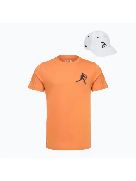 Tricou pentru bărbați + șapcă Lacoste blossom/white alb