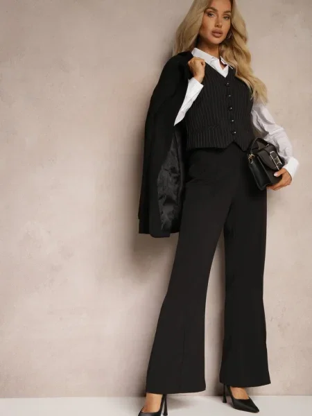 Casual Pantaloni evazați Talie Înaltă Uinna negru