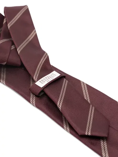 Cravată Brunello Cucinelli de mătase cu dungi maro