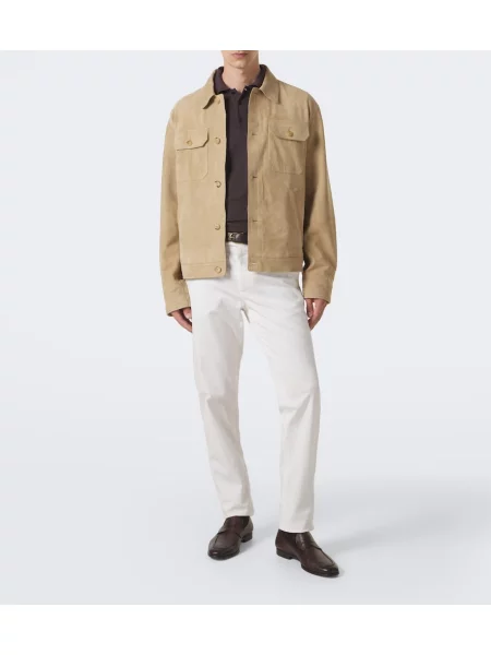 Tricou polo Canali de lână maro