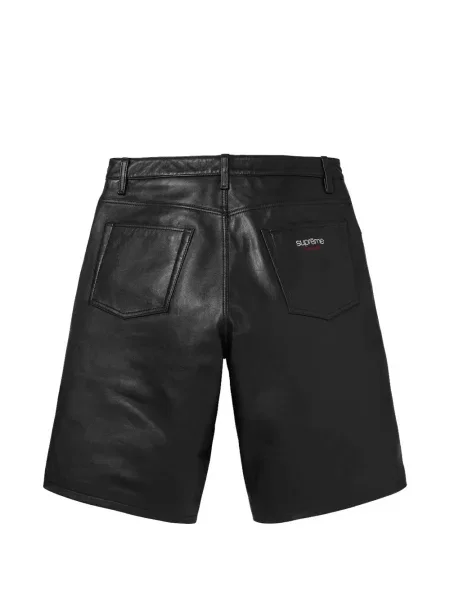Pantaloni scurți Supreme din piele negru