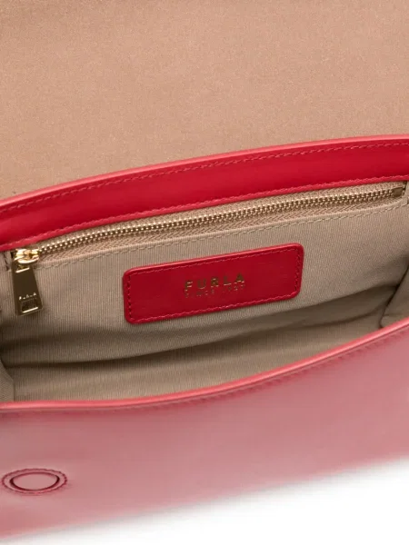 Kožni satchel torba Furla crvena