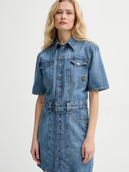 G-Star Raw sukienka jeansowa mini prosta niebieski