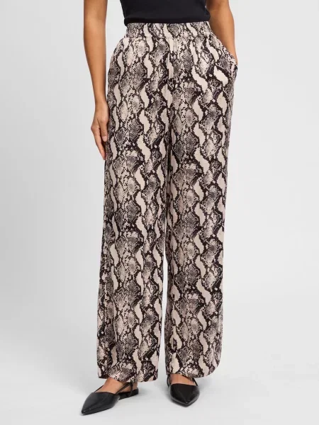 Nümph spodnie materiałowe Nuvictoria Kobiety beżowy|brązowy wzorzysty 34 beżowe