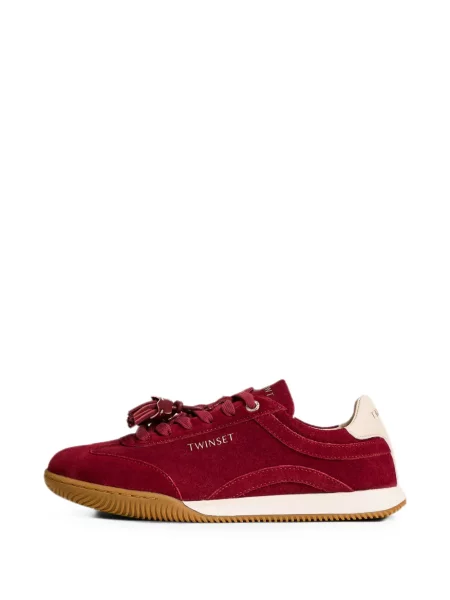 Sneakerși Twinset din piele de căprioară roșu