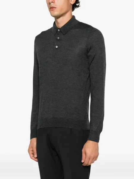 Lung tricou polo Tagliatore gri