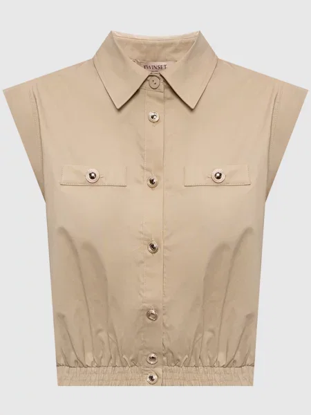 Укорочена сорочка без рукавів Twinset бежева