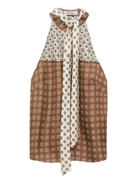 Top Dorothee Schumacher cu imprimeu geometric maro