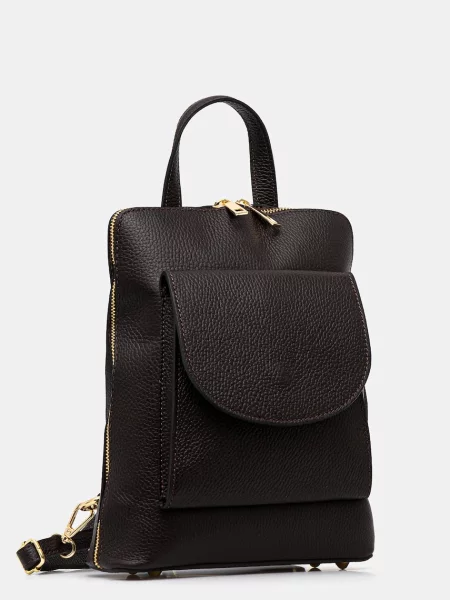 Кожаный однотонный маленький рюкзак Answear.lab коричневый