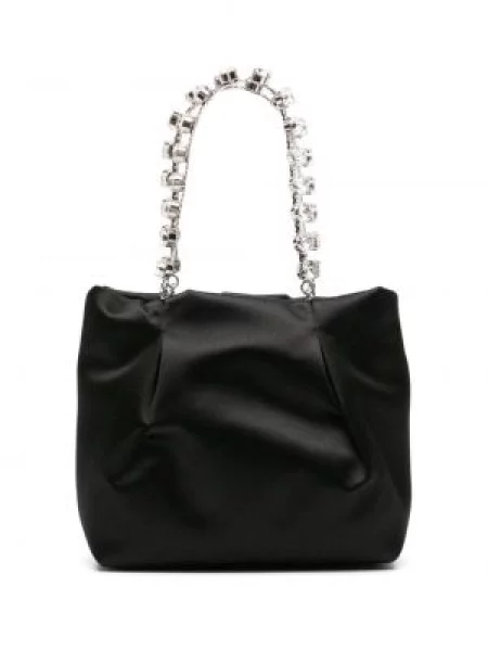 Geantă Aquazzura din satin de cristal negru