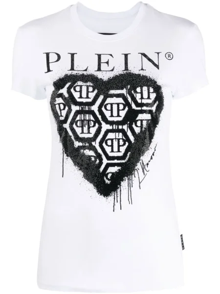 Tricou Philipp Plein cu imagine scurt alb