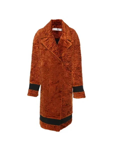 Długi płaszcz Victoria Beckham z dekoltem w serek brązowy