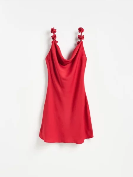 Reserved Rochie cu aplicație florală roșu