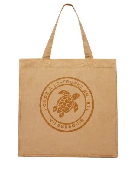 Lniana torba plażowa Vilebrequin brązowa