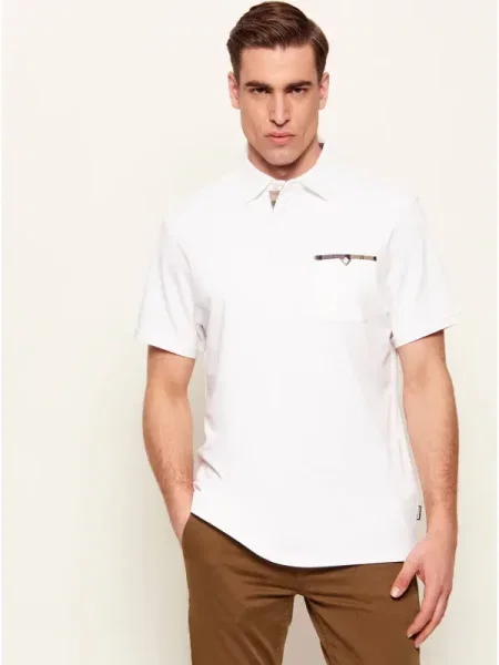Tricou polo Barbour alb