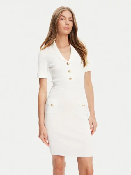 Pletena obleka Guess bela