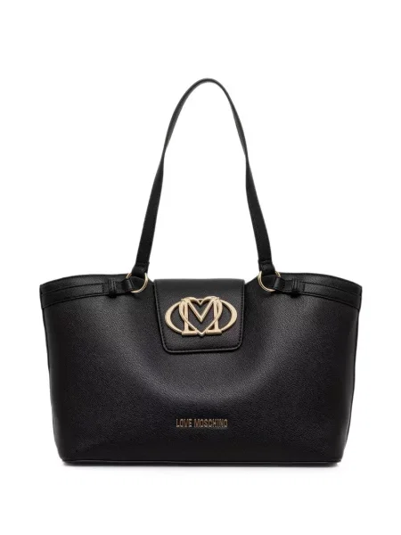 Geantă shopper Love Moschino cu autograf negru
