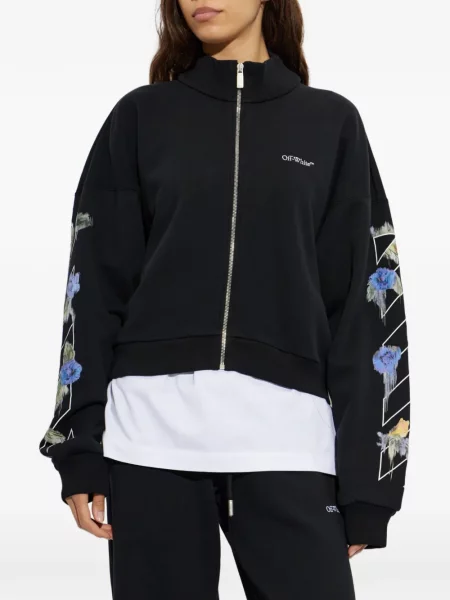 Hanorac Off-white cu model floral cu imagine alb