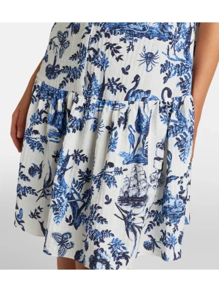 Rochie Erdem cu model floral din poplin alb