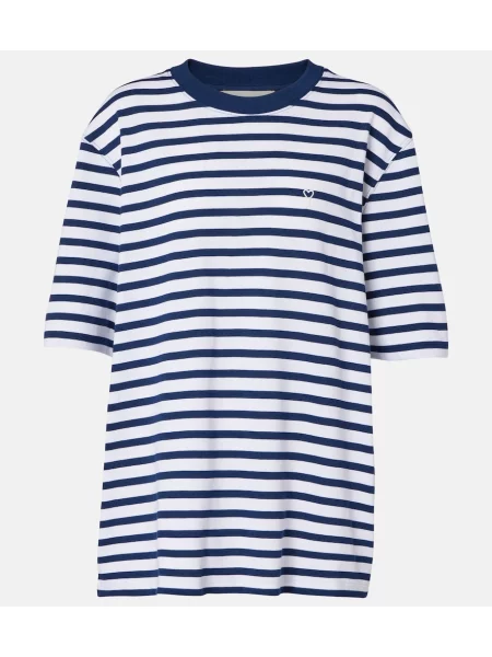 Tricou Ami Paris cu dungi din jerseu albastru