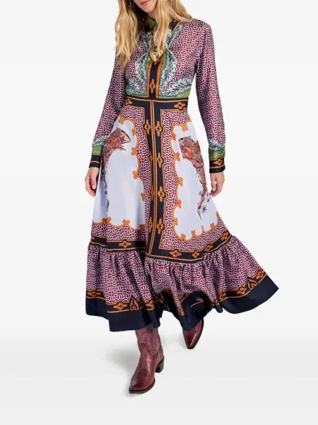 Rochie maxi La Doublej de mătase până la genunchi de costum roz
